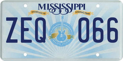 MS license plate ZEQ066