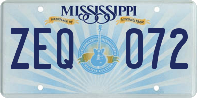 MS license plate ZEQ072