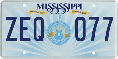MS license plate ZEQ077