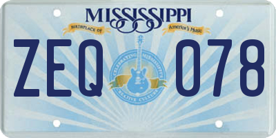 MS license plate ZEQ078