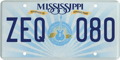 MS license plate ZEQ080