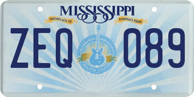 MS license plate ZEQ089