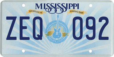 MS license plate ZEQ092