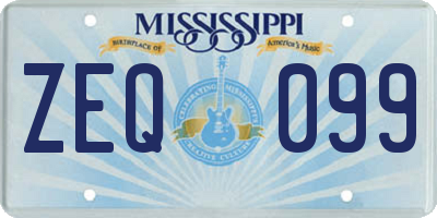 MS license plate ZEQ099