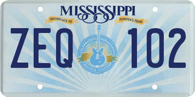 MS license plate ZEQ102