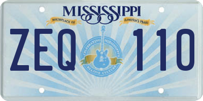MS license plate ZEQ110