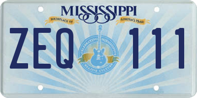 MS license plate ZEQ111