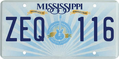 MS license plate ZEQ116
