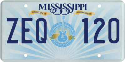 MS license plate ZEQ120