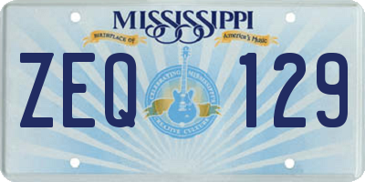 MS license plate ZEQ129