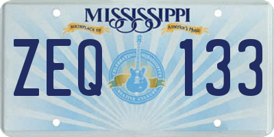 MS license plate ZEQ133