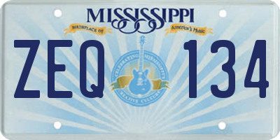 MS license plate ZEQ134