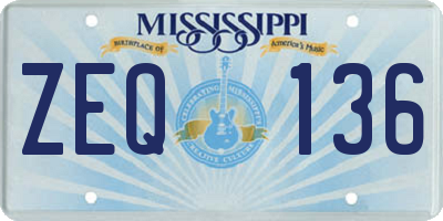MS license plate ZEQ136