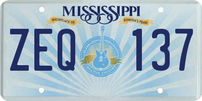 MS license plate ZEQ137
