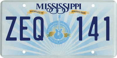 MS license plate ZEQ141