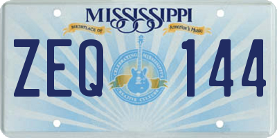 MS license plate ZEQ144