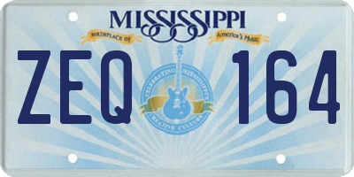 MS license plate ZEQ164
