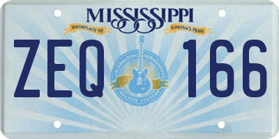 MS license plate ZEQ166