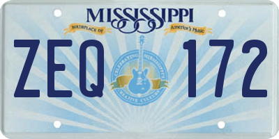 MS license plate ZEQ172