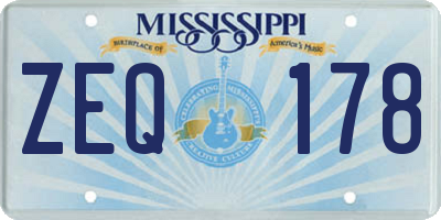 MS license plate ZEQ178