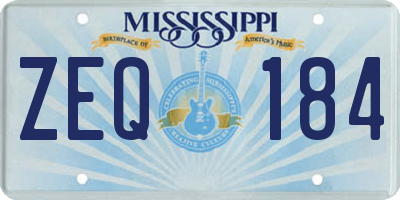 MS license plate ZEQ184