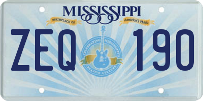 MS license plate ZEQ190