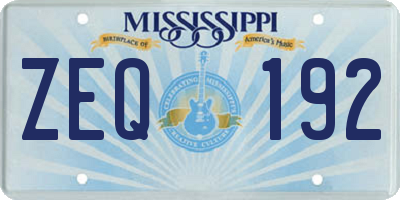 MS license plate ZEQ192
