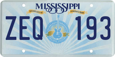 MS license plate ZEQ193
