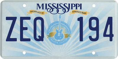 MS license plate ZEQ194