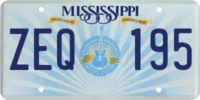 MS license plate ZEQ195