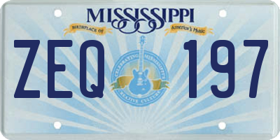 MS license plate ZEQ197