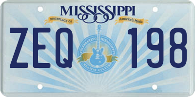 MS license plate ZEQ198