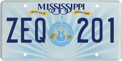MS license plate ZEQ201