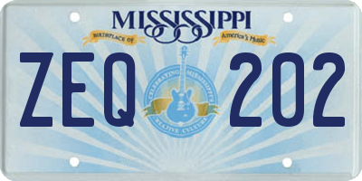 MS license plate ZEQ202