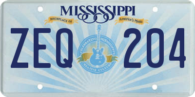 MS license plate ZEQ204