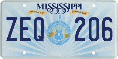 MS license plate ZEQ206