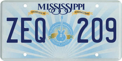 MS license plate ZEQ209