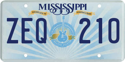 MS license plate ZEQ210