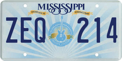 MS license plate ZEQ214