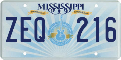 MS license plate ZEQ216