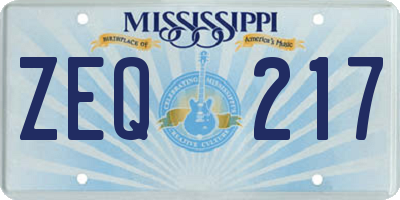 MS license plate ZEQ217