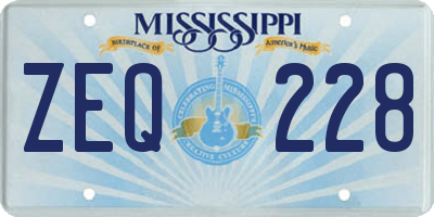 MS license plate ZEQ228