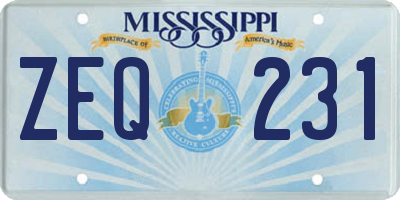 MS license plate ZEQ231