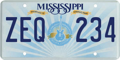 MS license plate ZEQ234