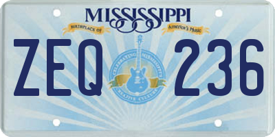 MS license plate ZEQ236
