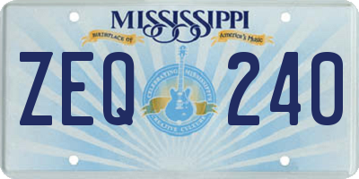 MS license plate ZEQ240