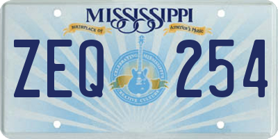 MS license plate ZEQ254