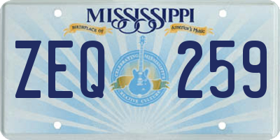 MS license plate ZEQ259