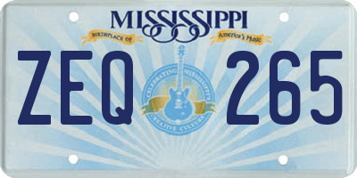 MS license plate ZEQ265