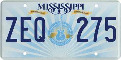 MS license plate ZEQ275